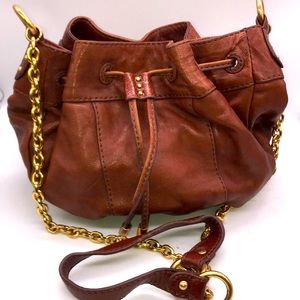 Juicy Couture soft brown leather crossbody medium purse with chain strap